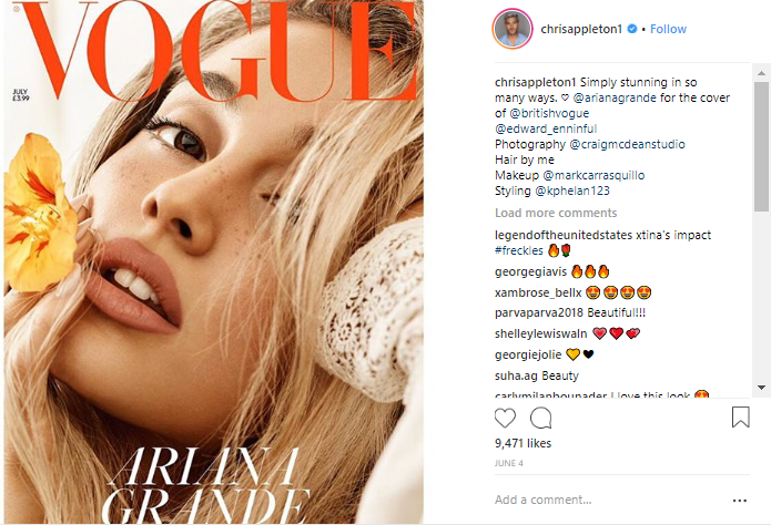 Ariana Grande Tampil Cantik Tanpa Ponytail di Cover Vogue