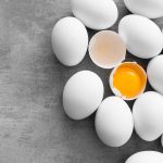 White eggs on a concrete table