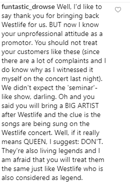 Kekecewaan Penonton Terhadap Promotor Di Konser Westlife