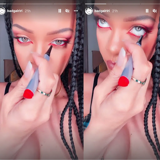 Ikut Tren TikTok, Rihanna Buat Cat Eye Terbalik Berwarna Merah Darah!